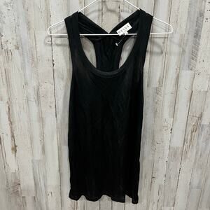 Reiss Essentials Black Mesh Racer Back Semi Sheer Tank Top Womens XS Sexy Staple